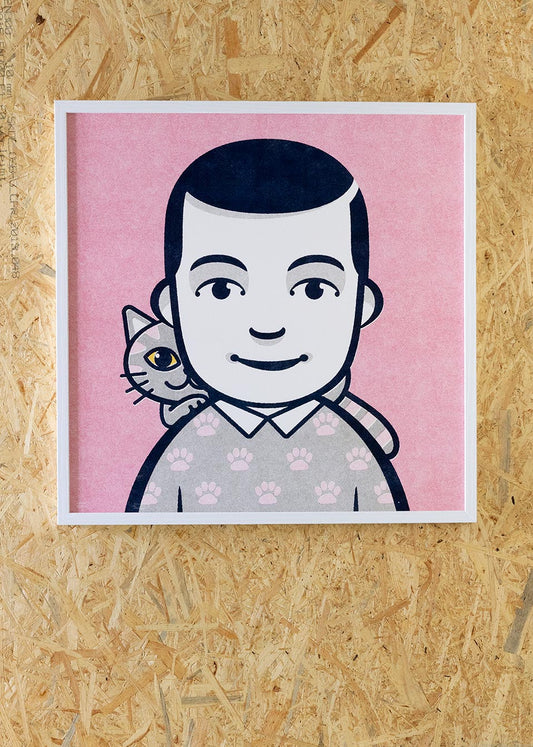 Carl and the Cat, Art Print