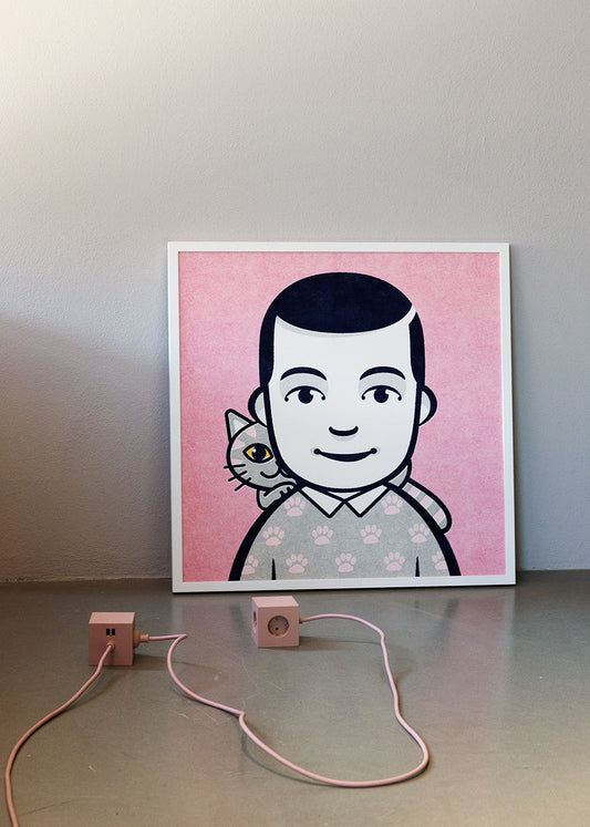Carl and the Cat, Art Print